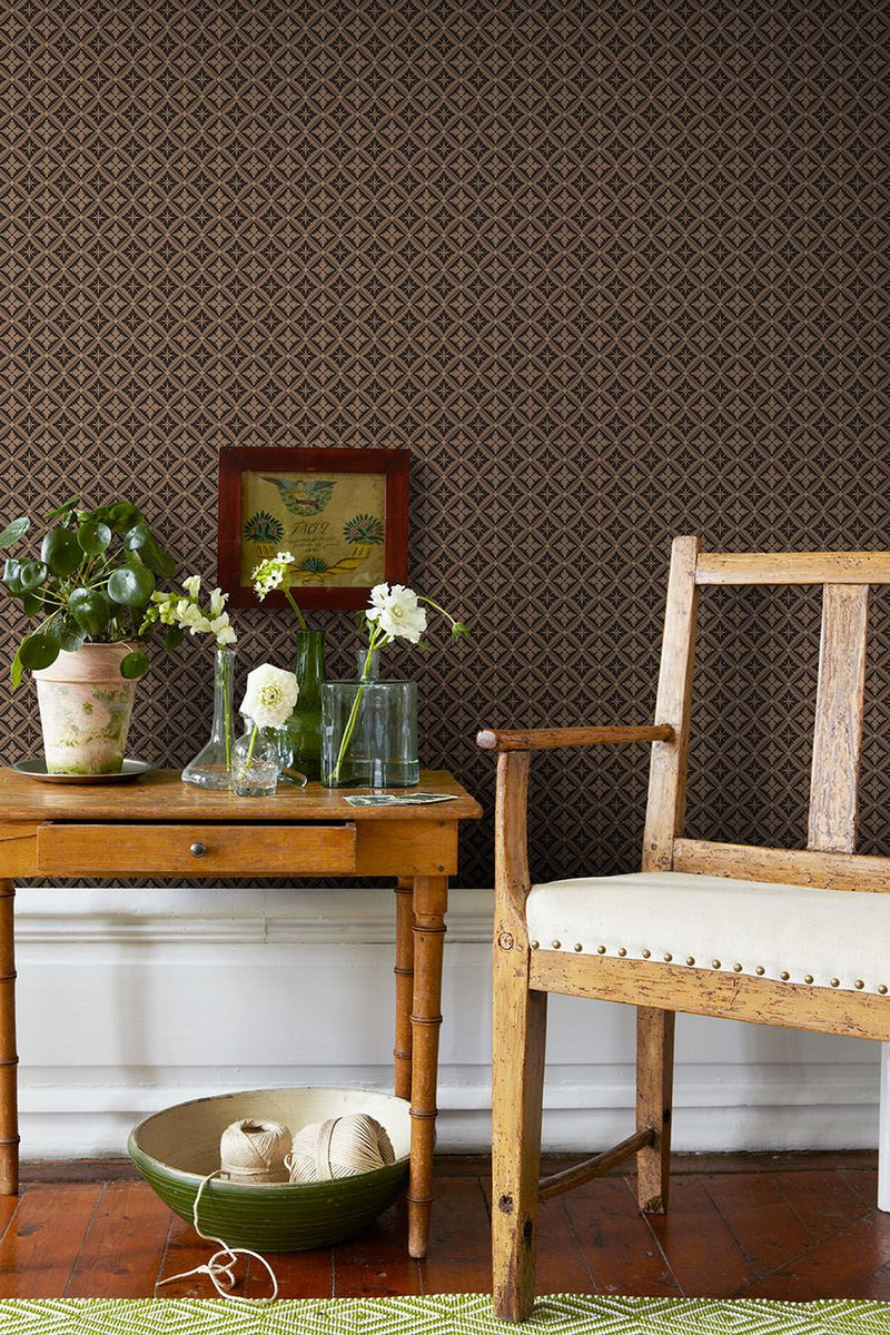 4529 Loka Dark Brown Anno Wallpaper by Boråstapeter