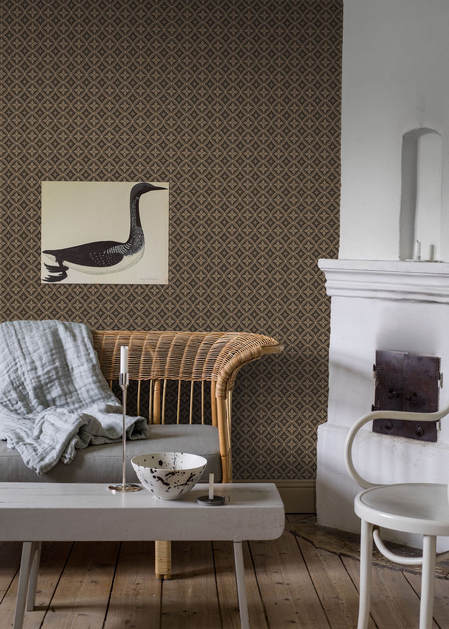 4529 Loka Dark Brown Anno Wallpaper by Boråstapeter