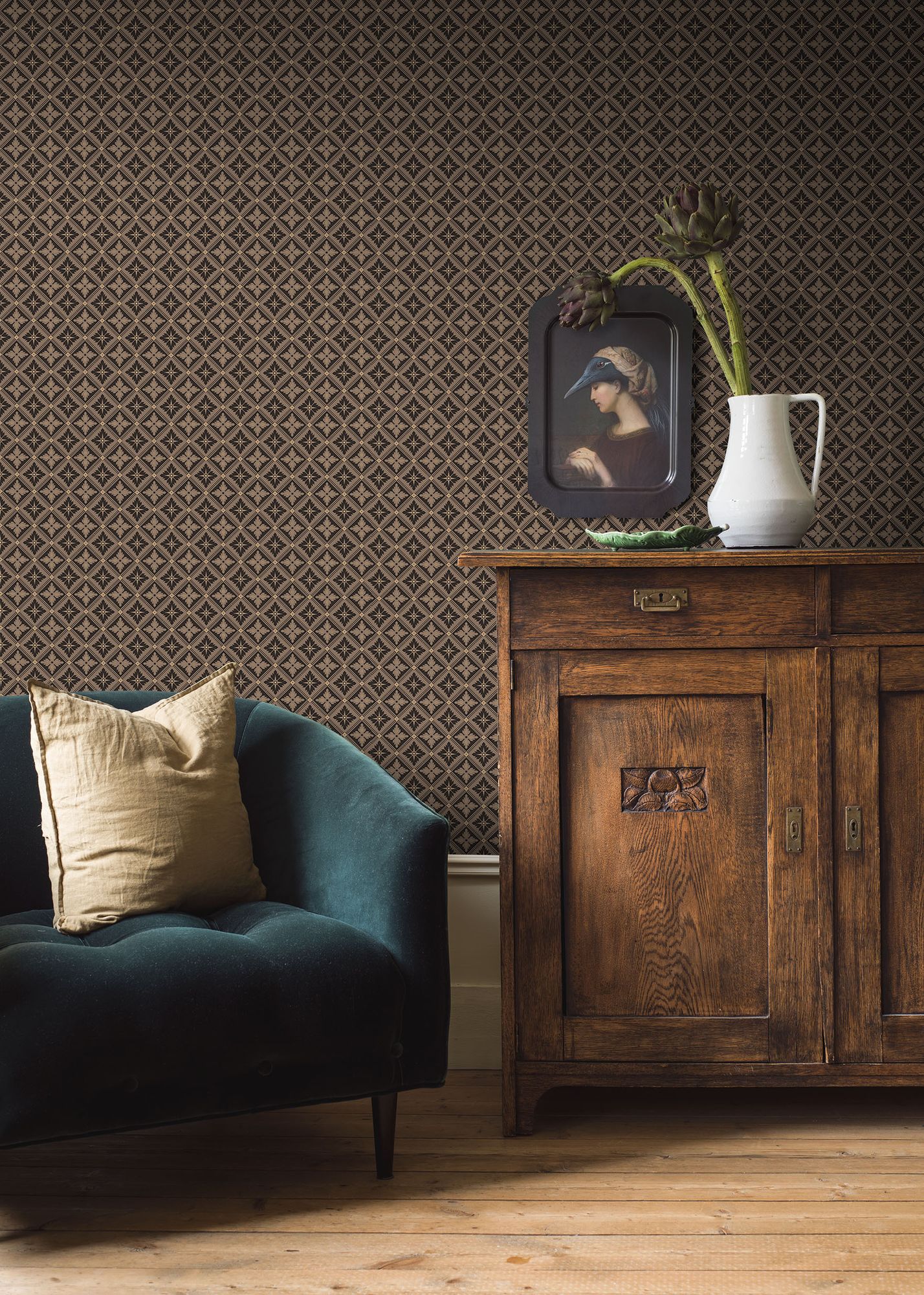 4529 Loka Dark Brown Anno Wallpaper by Boråstapeter
