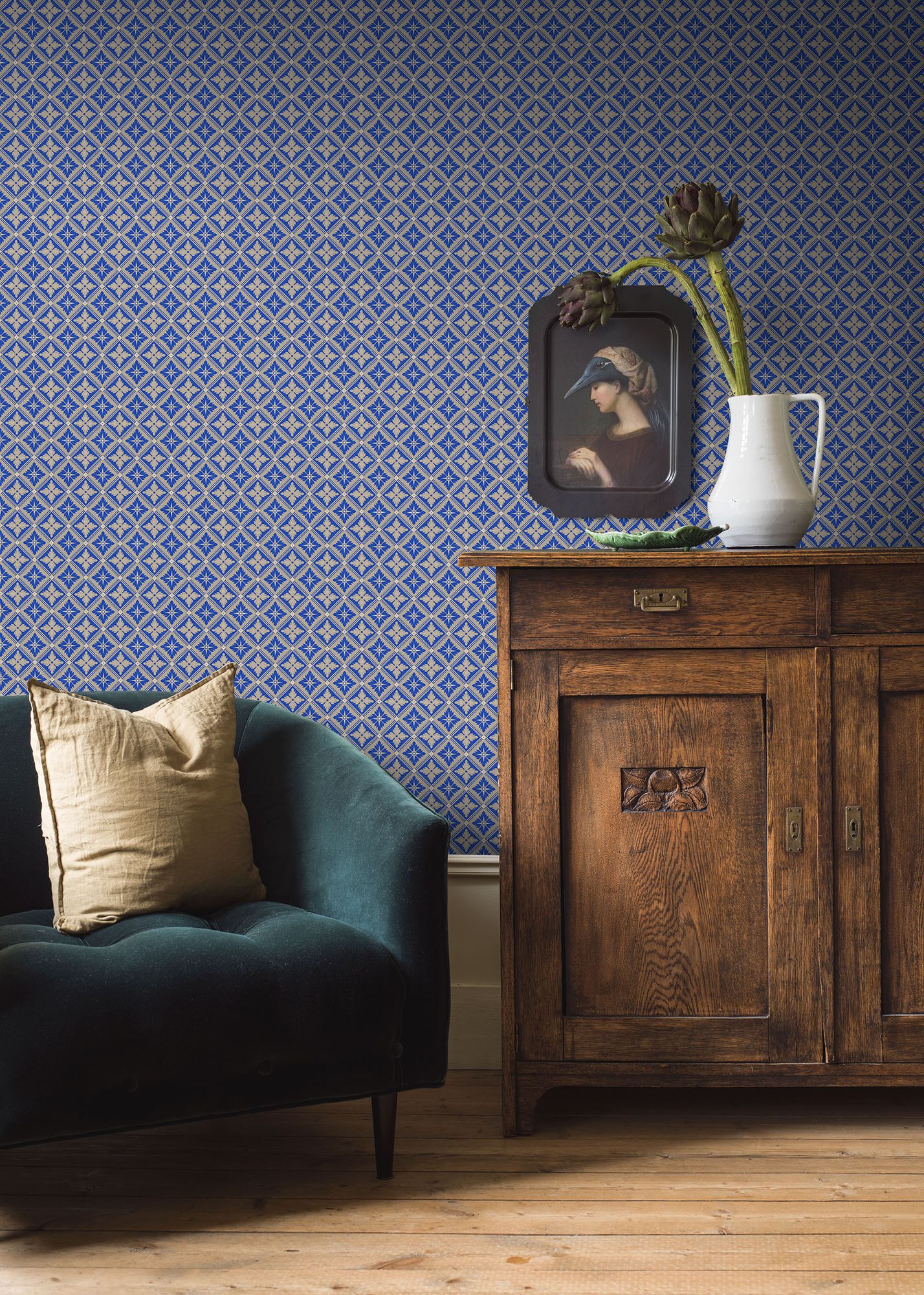 4531 Loka Dark Blue Anno Wallpaper by Boråstapeter