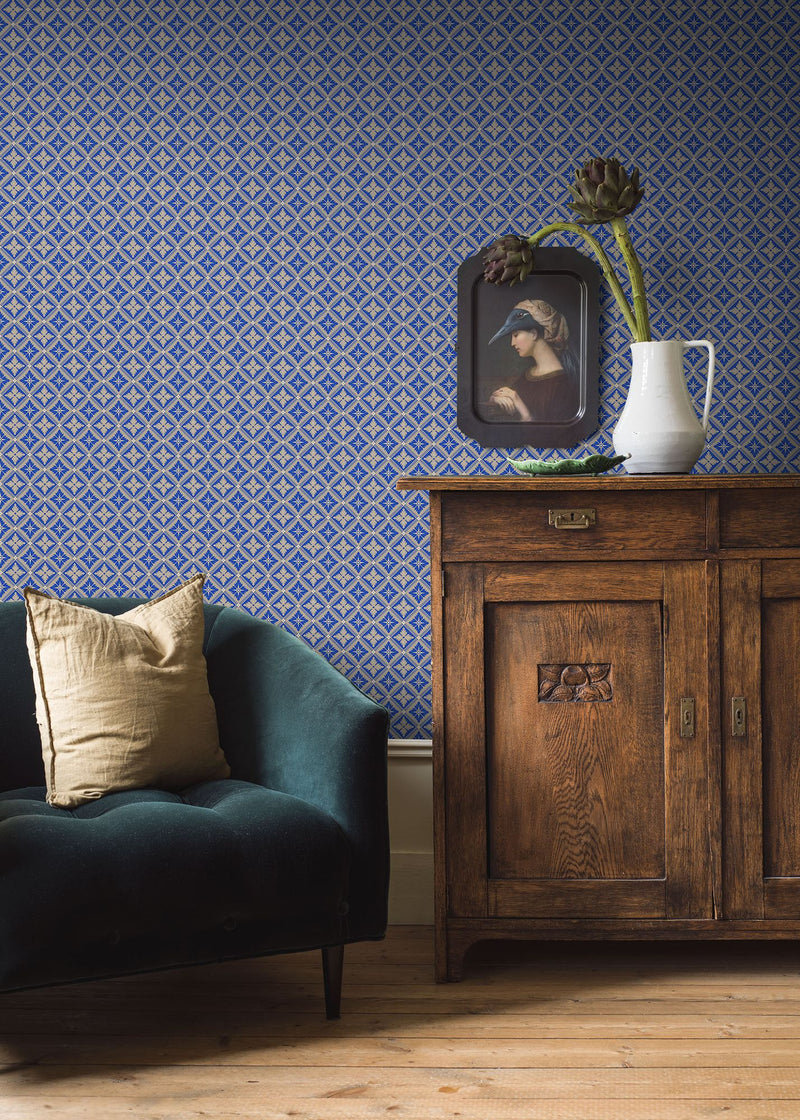 4531 Loka Dark Blue Anno Wallpaper by Boråstapeter