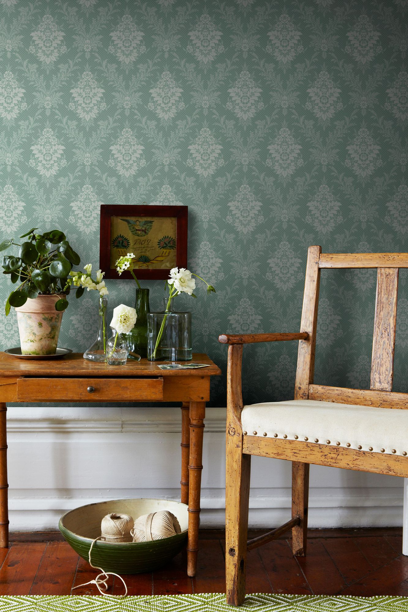 4532 Sofia Green Anno Wallpaper by Boråstapeter