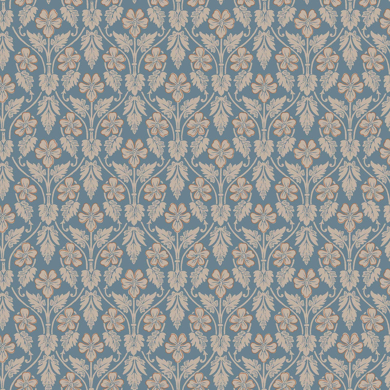 4535 Nora Blue and Beige Anno Wallpaper by Boråstapeter