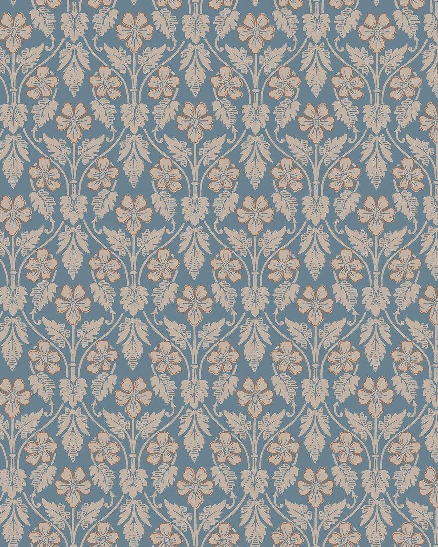 4535 Nora Blue and Beige Icons Wallpaper by Boråstapeter