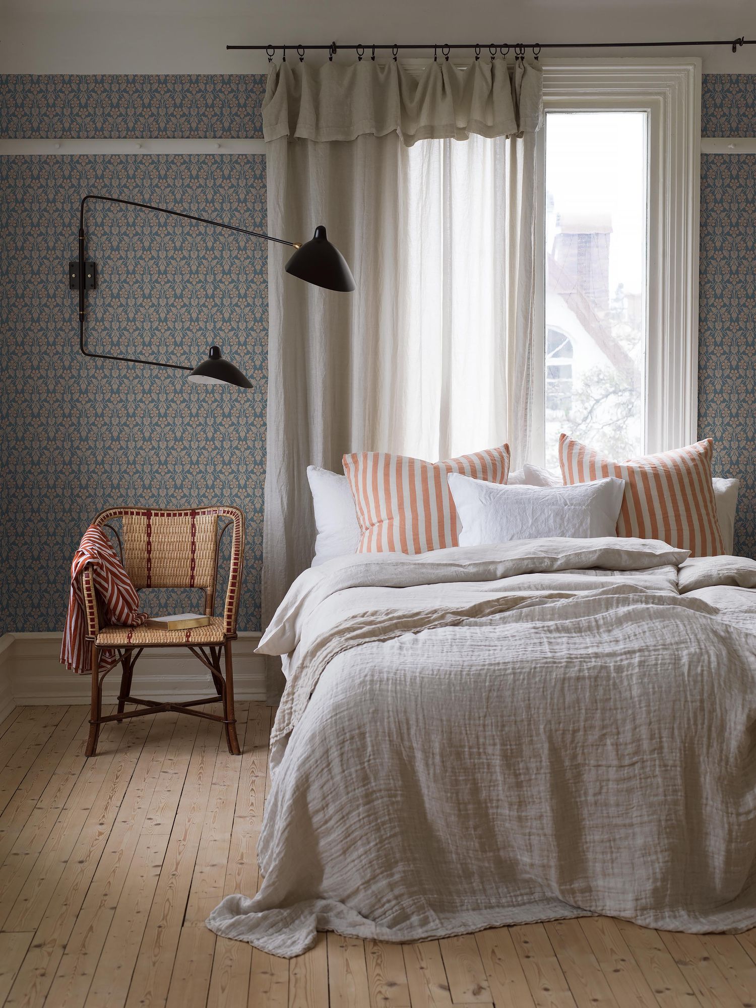 4535 Nora Blue and Beige Icons Wallpaper by Boråstapeter