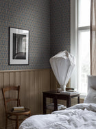 4535 Nora Blue and Beige Icons Wallpaper by Boråstapeter
