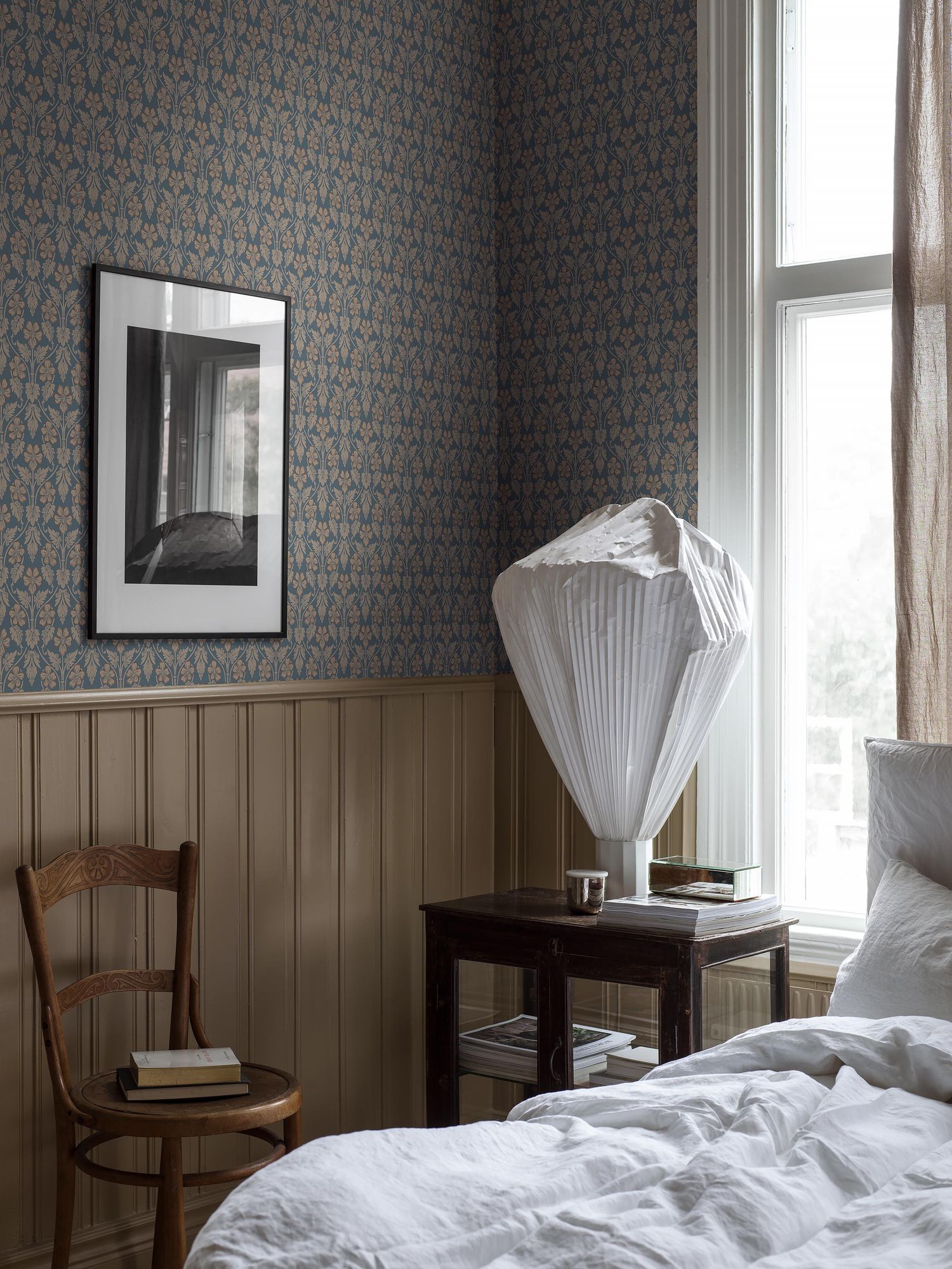 4535 Nora Blue and Beige Icons Wallpaper by Boråstapeter