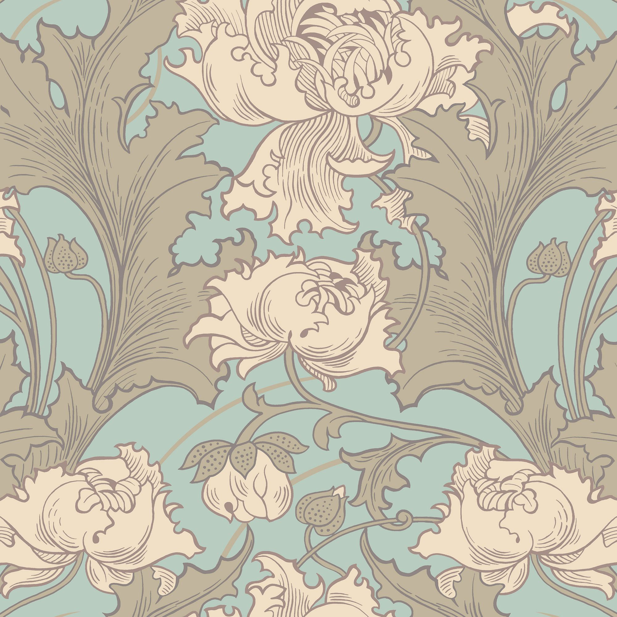 4538 Siri Blue and Beige Anno Wallpaper by Boråstapeter