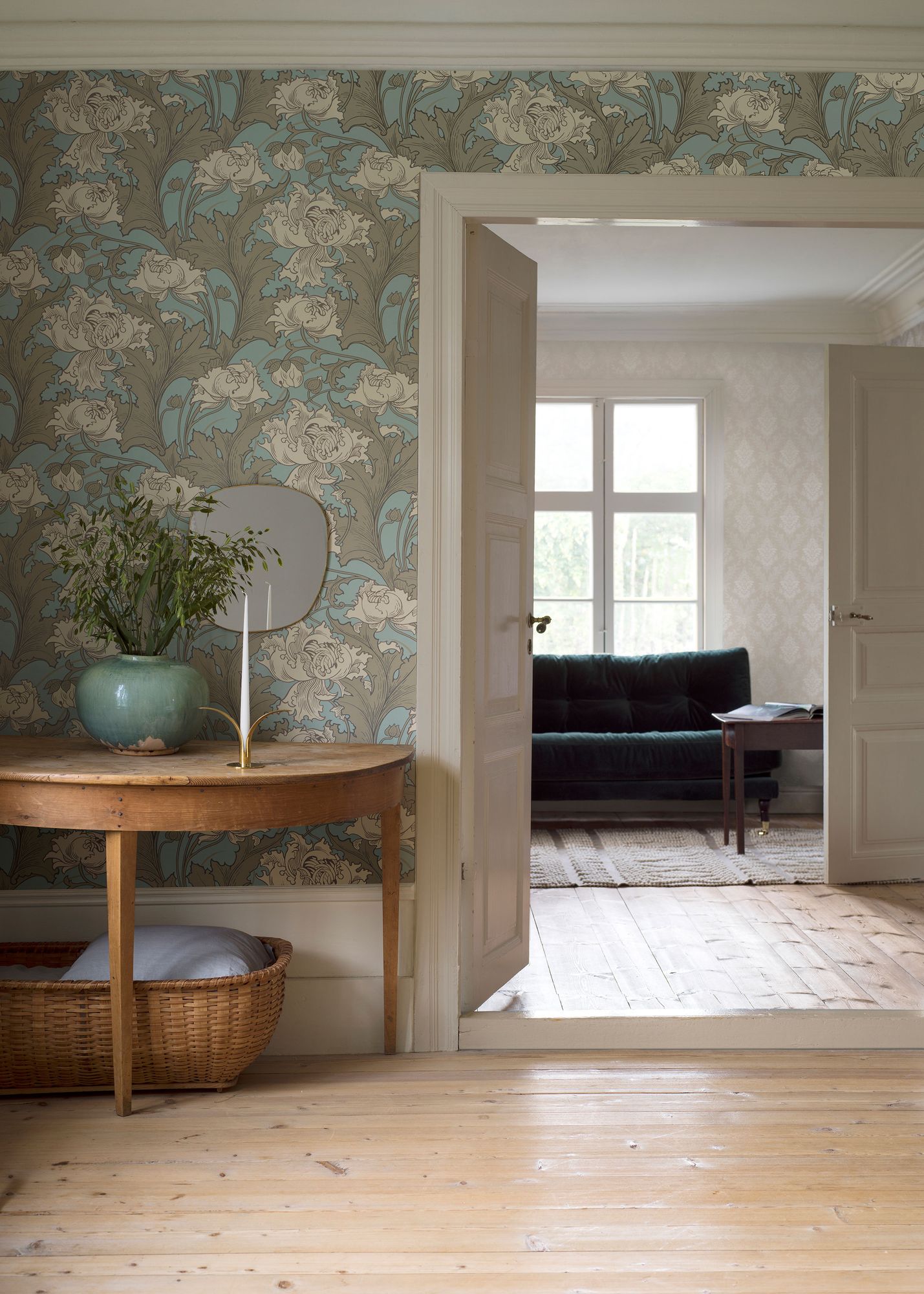 4538 Siri Blue and Beige Anno Wallpaper by Boråstapeter