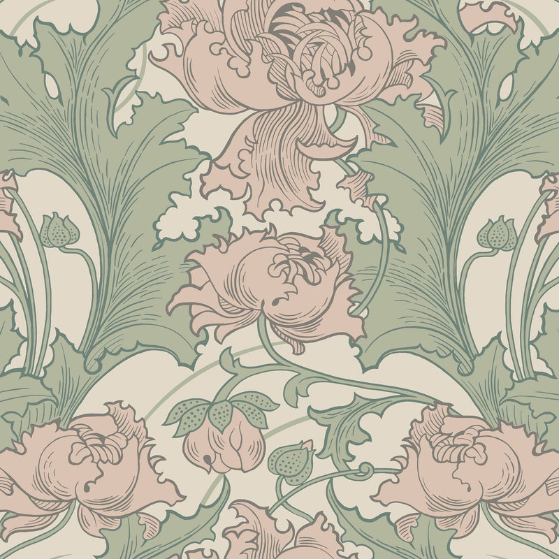 4539 Siri Pink and Green Anno Wallpaper by Boråstapeter