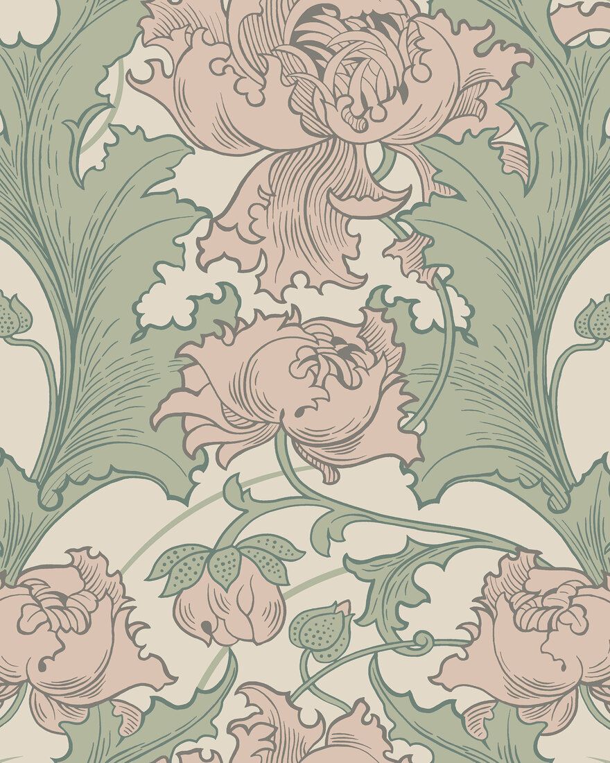 4539 Siri Pink and Green Anno Wallpaper by Boråstapeter