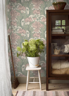 4539 Siri Pink and Green Anno Wallpaper by Boråstapeter