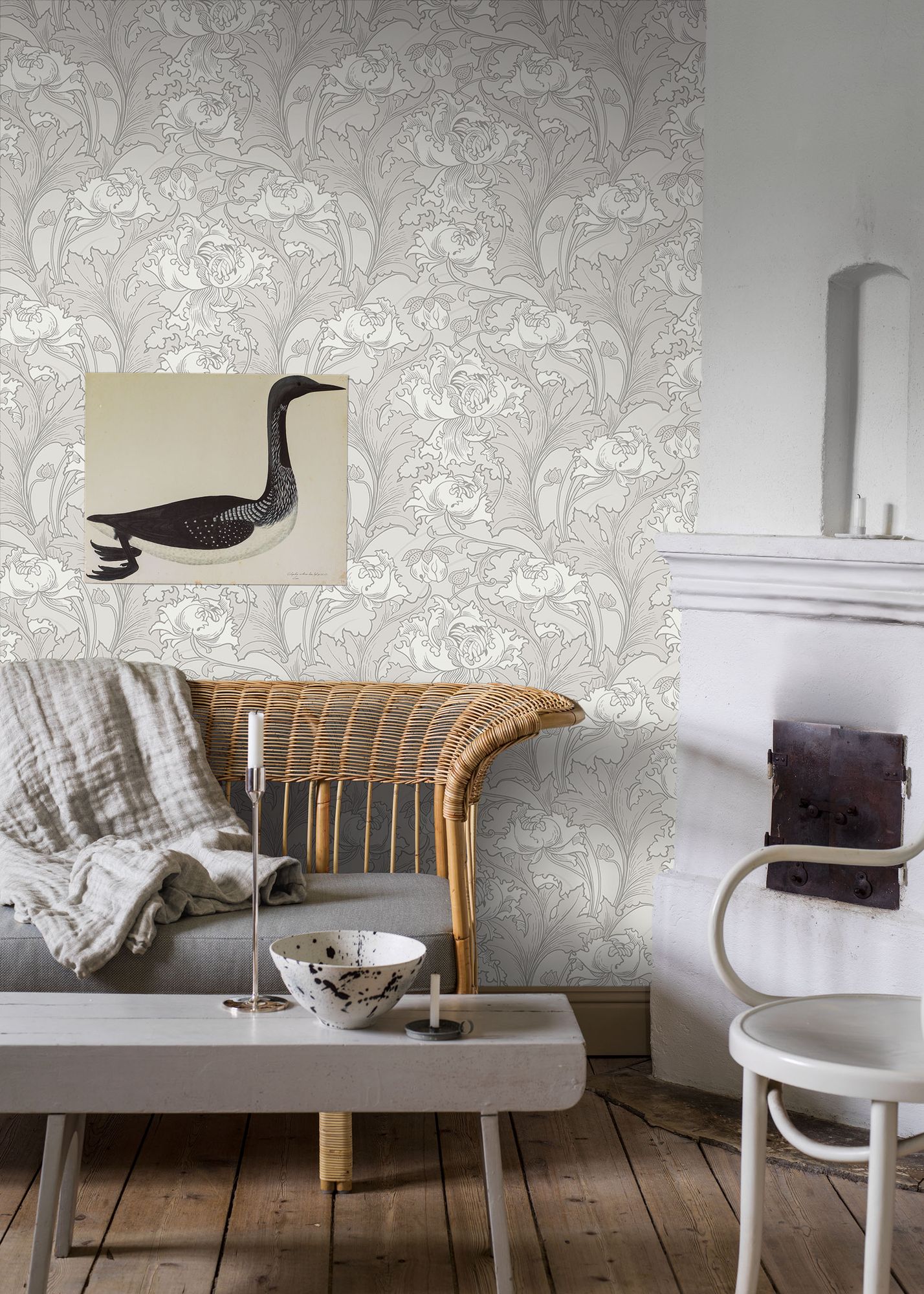 4540 Siri Grey and White Anno Wallpaper by Boråstapeter