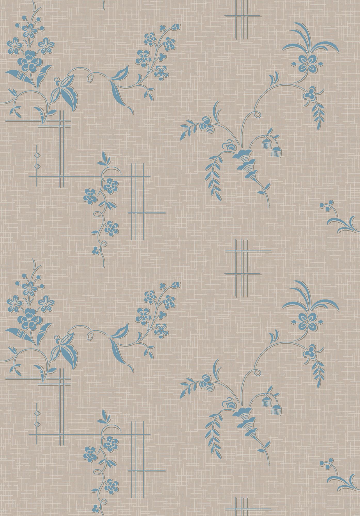 4550 Ulricehamn Beige and Blue Anno Wallpaper by Boråstapeter