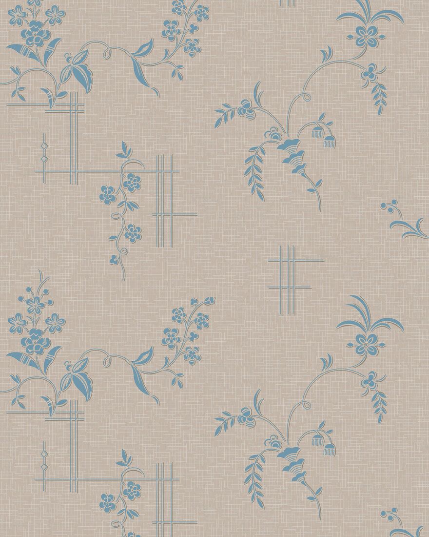 4550 Ulricehamn Beige and Blue Anno Wallpaper by Boråstapeter