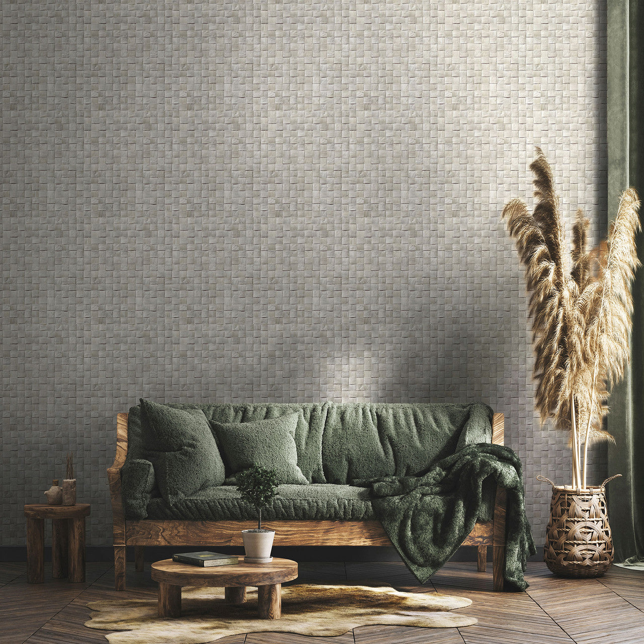 45741 The Woods and Wicker Silver Grey Wallpaper By Galerie