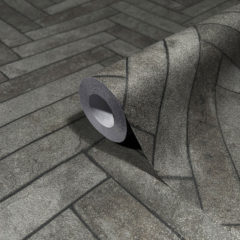45761 Stone Optic Bricks and More Anthracite Wallpaper By Galerie