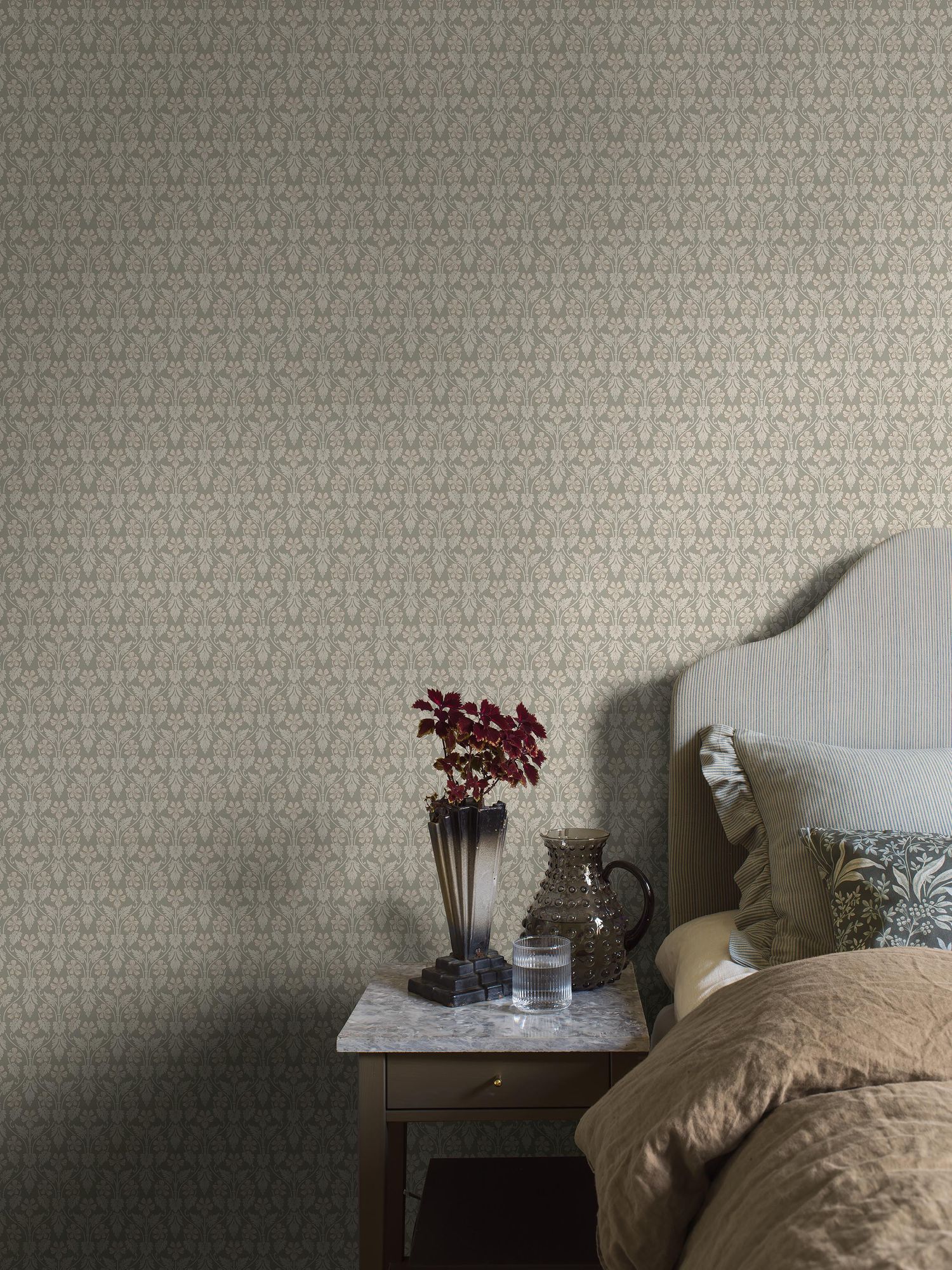 4586 Nora Light Green and Beige Icons Wallpaper by Boråstapeter