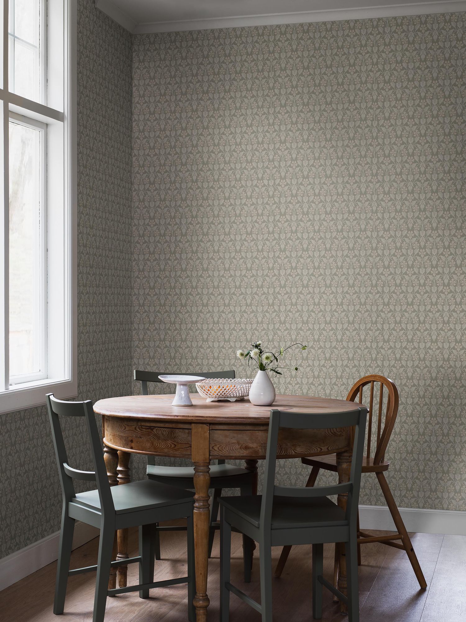 4586 Nora Light Green and Beige Icons Wallpaper by Boråstapeter