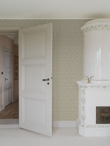 4586 Nora Light Green and Beige Icons Wallpaper by Boråstapeter