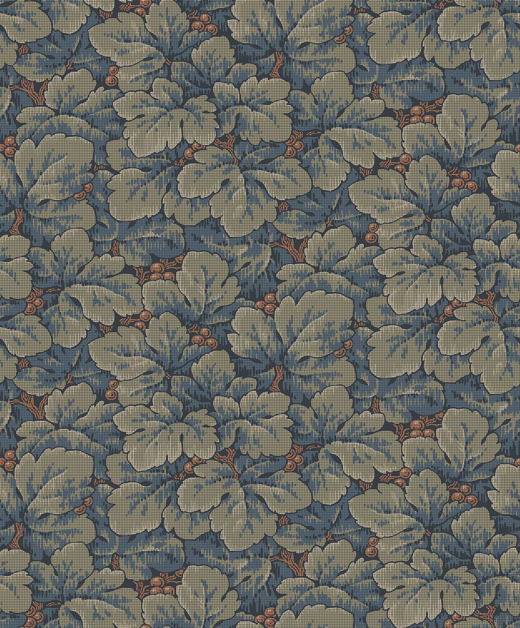 4587 Waldemar Dark Blue and Green Anno Wallpaper by Boråstapeter