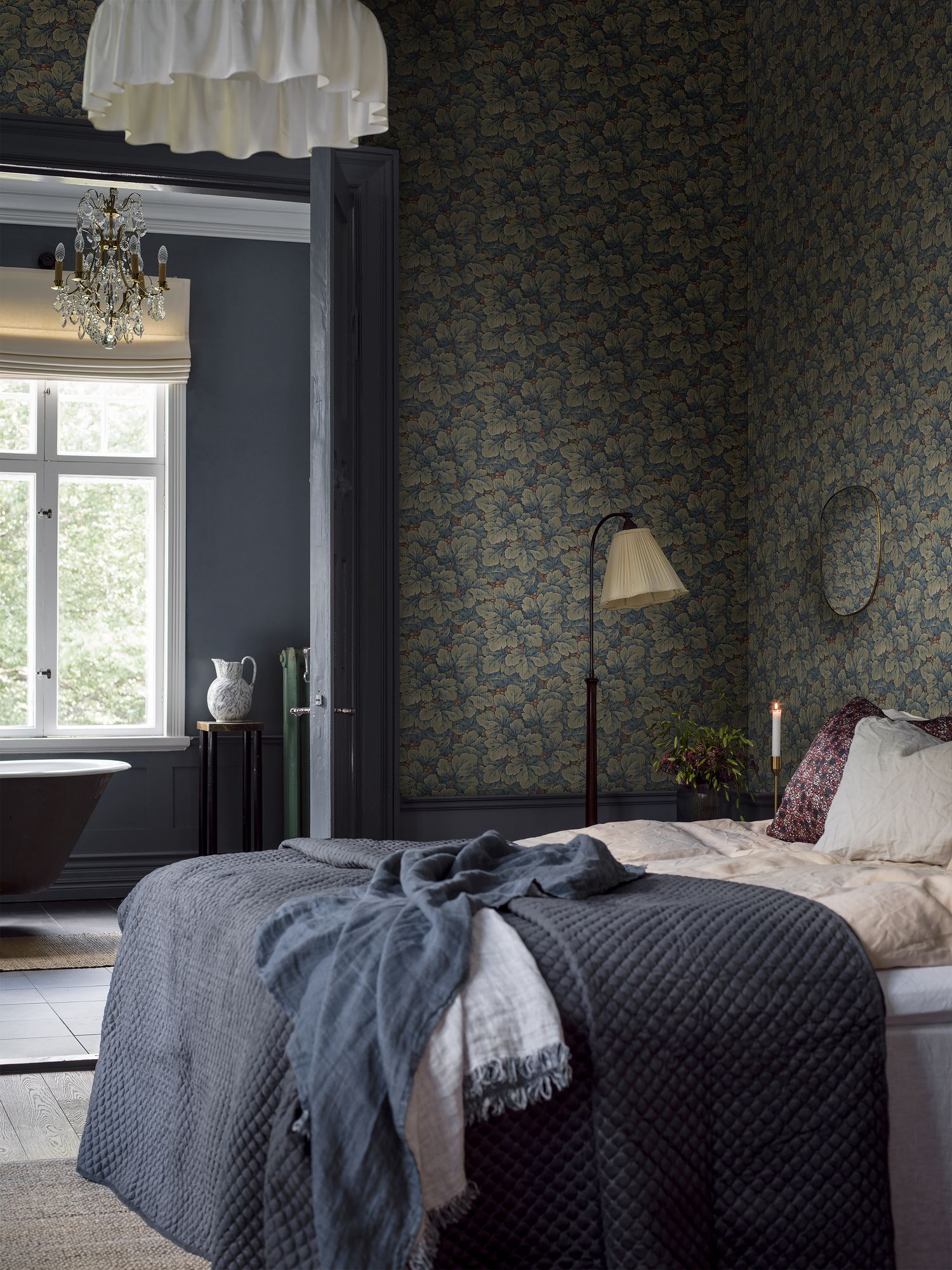 4587 Waldemar Dark Blue and Green Icons Wallpaper by Boråstapeter