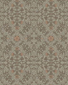 4590 Rosenvinge Light Green and Orange Anno Wallpaper by Boråstapeter