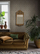 4590 Rosenvinge Light Green and Orange Anno Wallpaper by Boråstapeter