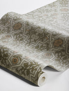 4590 Rosenvinge Light Green and Orange Anno Wallpaper by Boråstapeter