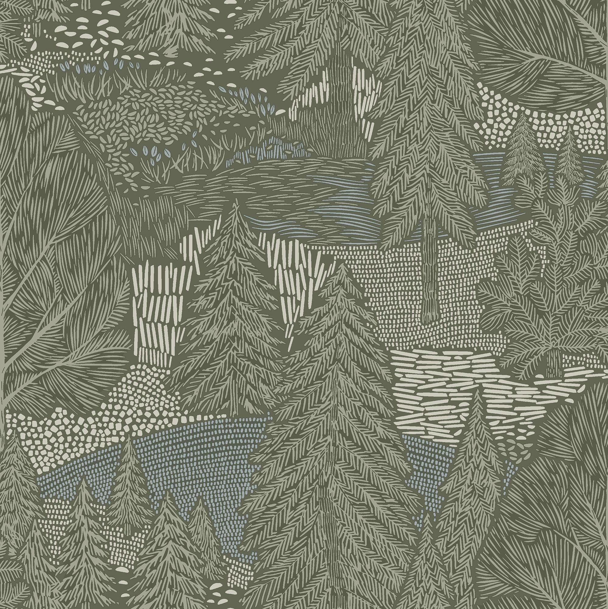 4702 Northern Forest Multi and Green Wallpaper by Boråstapeter