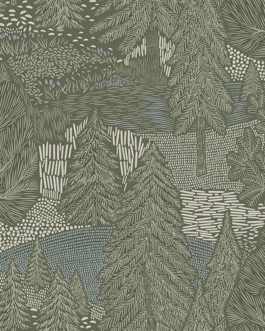 4702 Northern Forest Multi and Green Wallpaper by Boråstapeter
