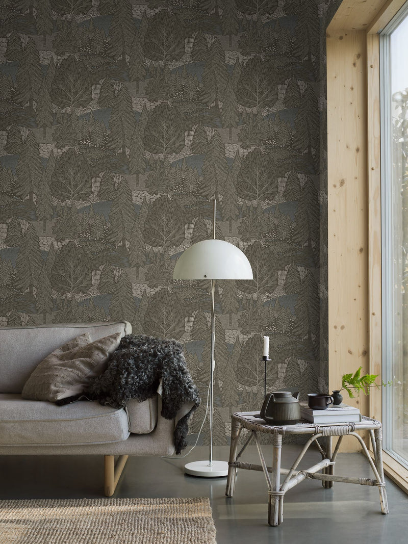 4702 Northern Forest Multi and Green Wallpaper by Boråstapeter