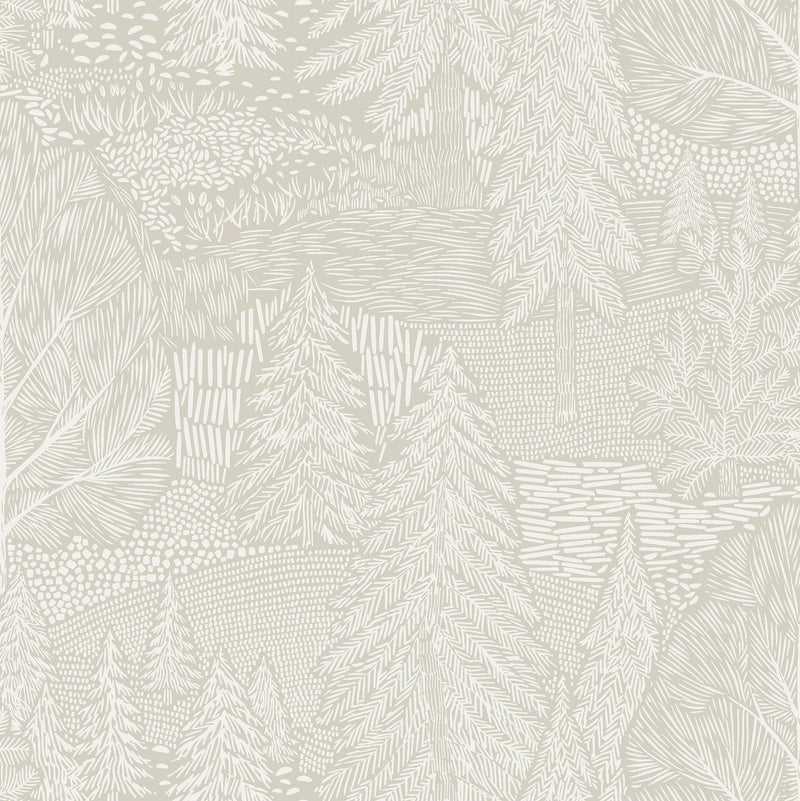 4703 Northern Forest Beige and White Wallpaper by Boråstapeter