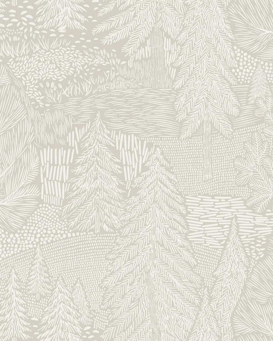 4703 Northern Forest Beige and White Wallpaper by Boråstapeter