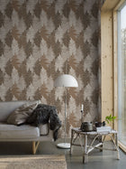 4707 Fern Forest Brown and Beige Wallpaper by Boråstapeter