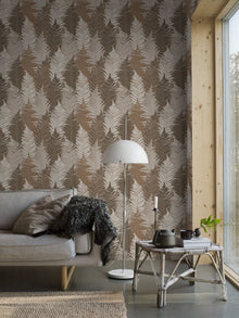 4707 Fern Forest Brown and Beige Wallpaper by Boråstapeter