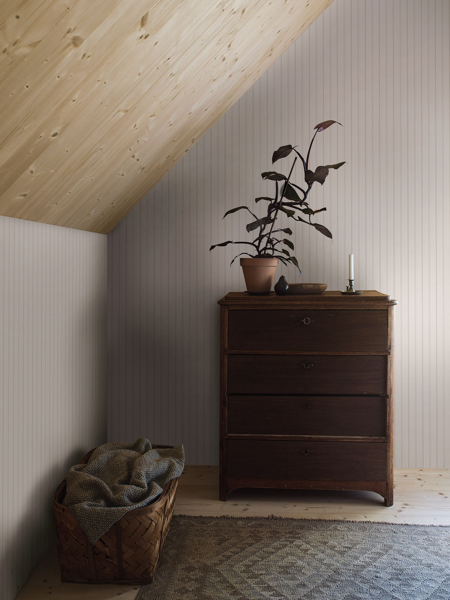 4716 Woodland Stripe White and Grey Wallpaper by Boråstapeter