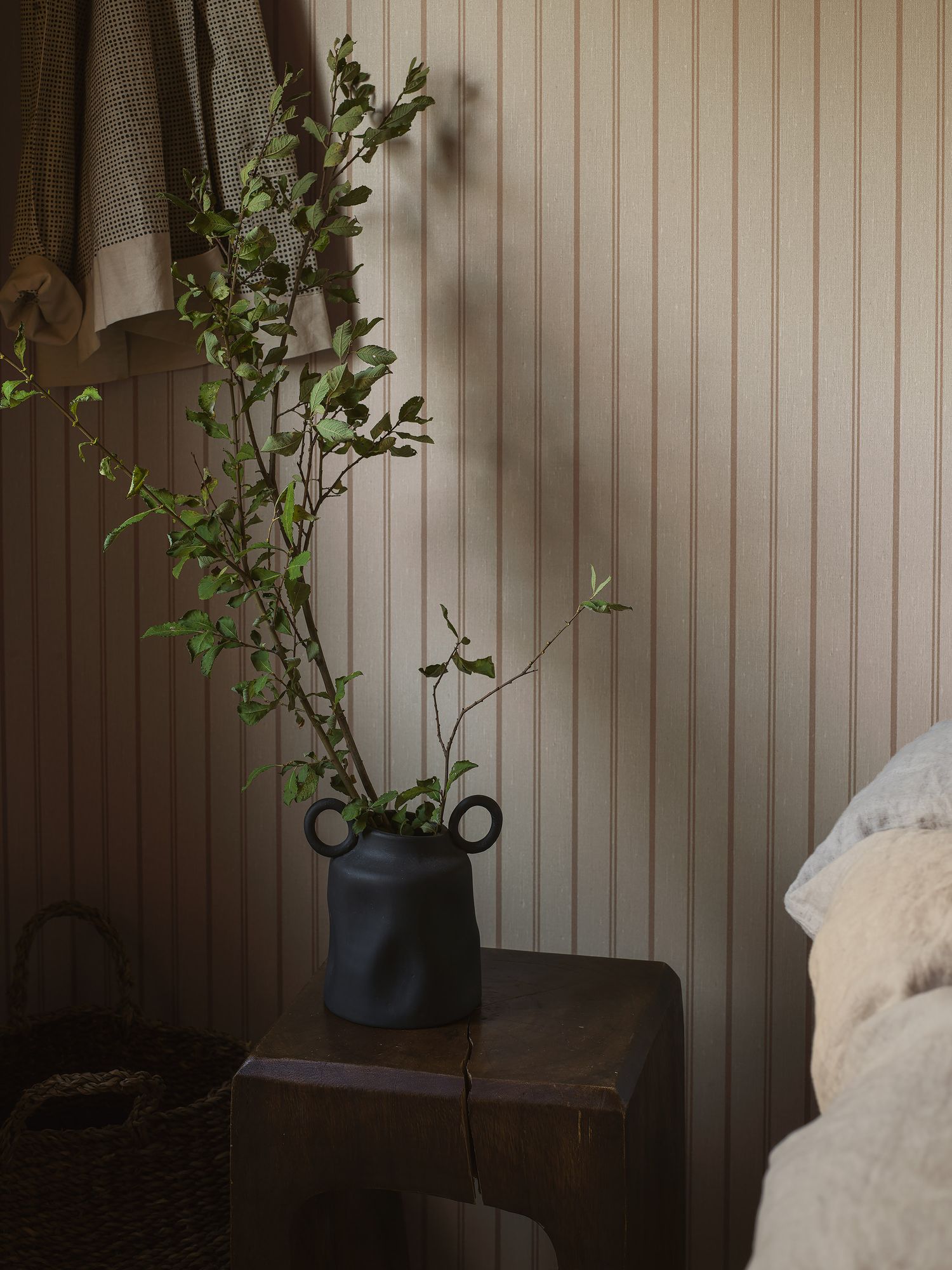 4718 Woodland Stripe Beige and Red Wallpaper by Boråstapeter