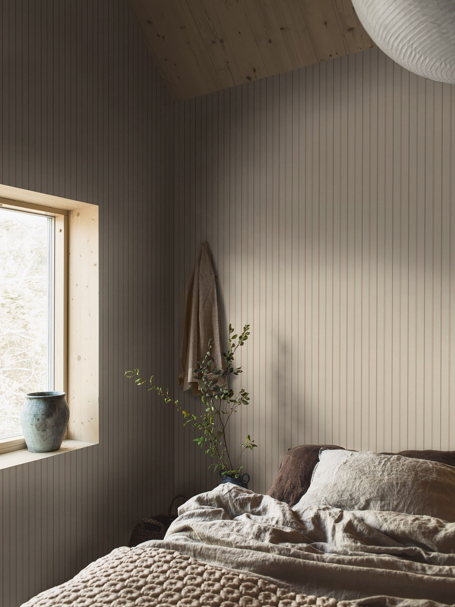 4718 Woodland Stripe Beige and Red Wallpaper by Boråstapeter