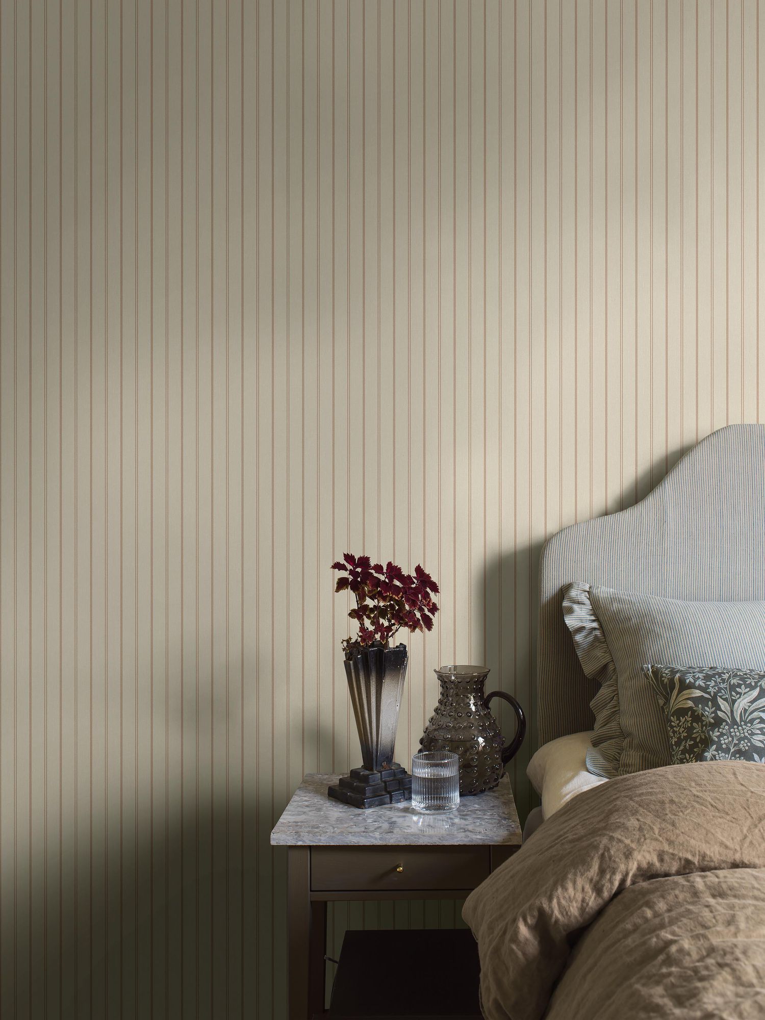 4718 Woodland Stripe Beige and Red Wallpaper by Boråstapeter