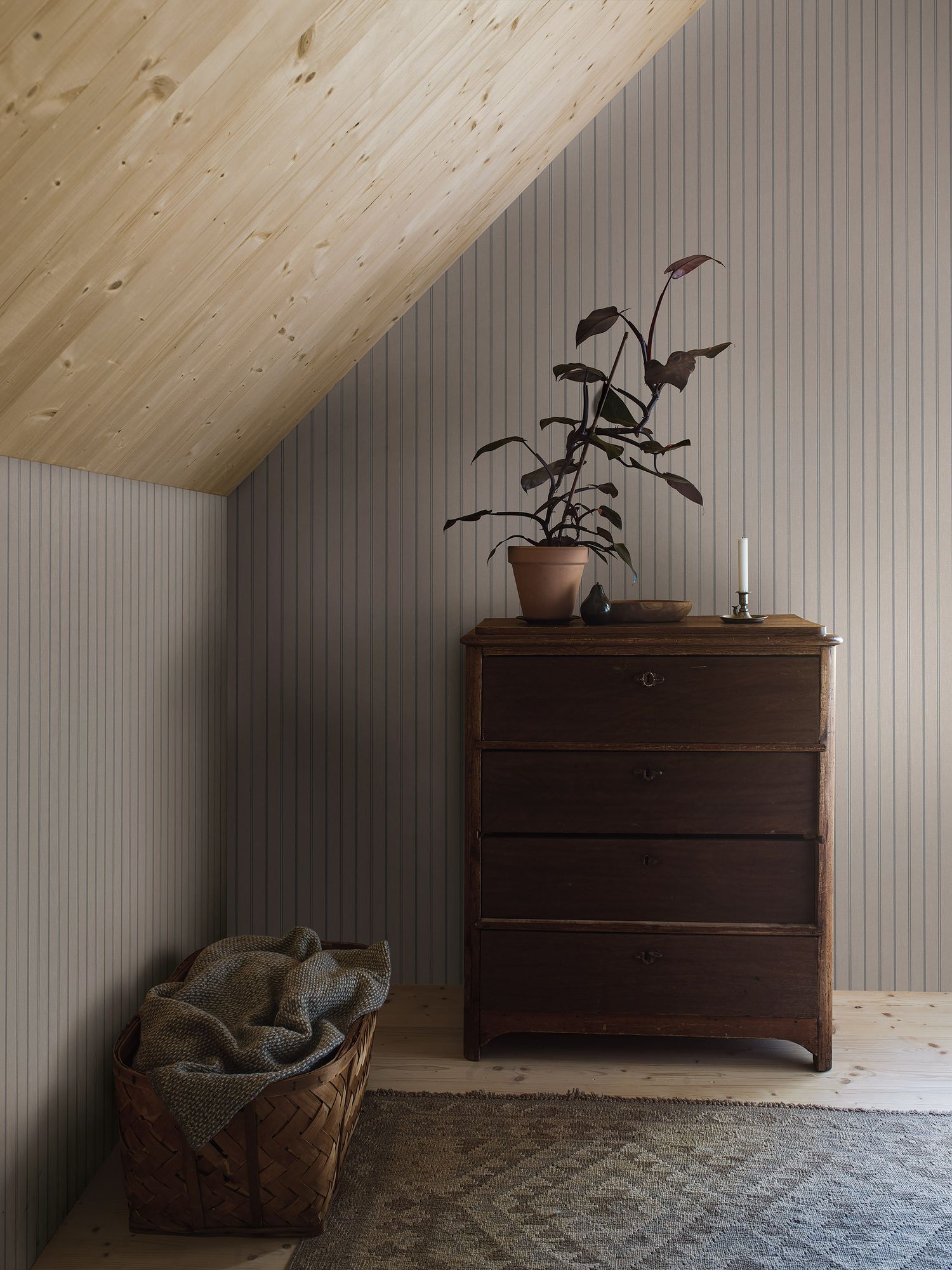4719 Woodland Stripe Beige and Blue Wallpaper by Boråstapeter