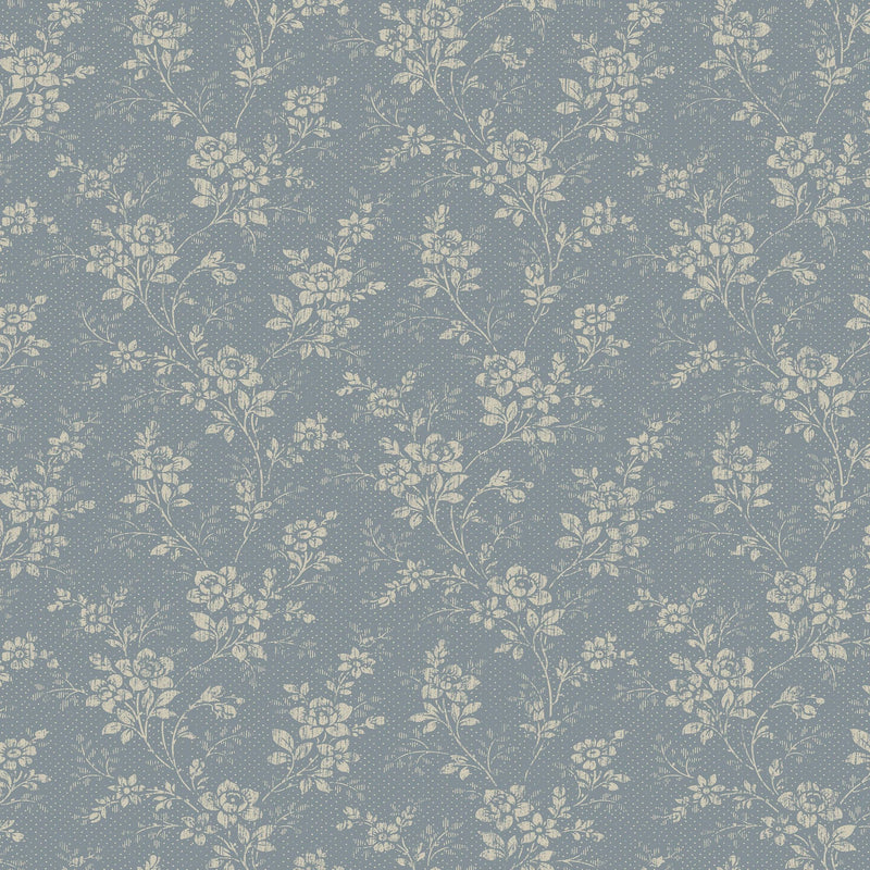 4728 Hip Rose Blue and Beige Wallpaper by Boråstapeter