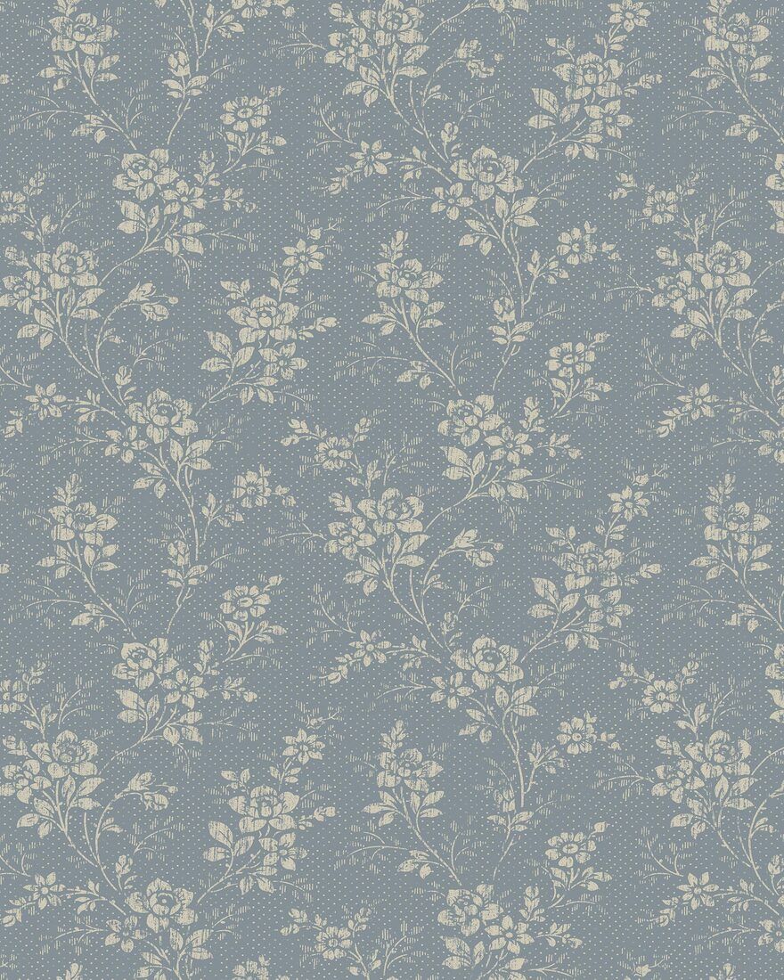 4728 Hip Rose Blue and Beige Wallpaper by Boråstapeter