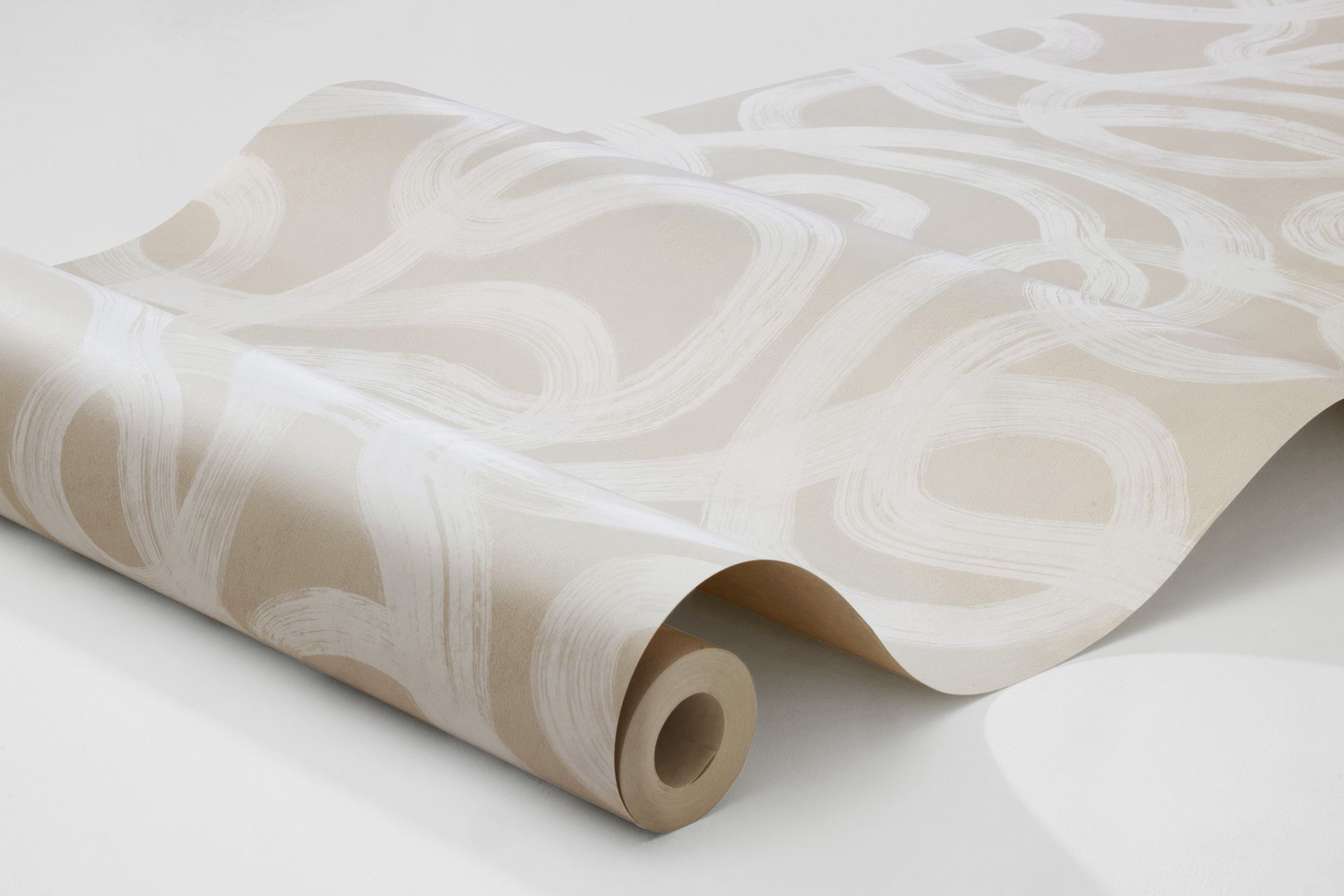 4734 Curve Light Beige Graphics Wallpaper by Boråstapeter