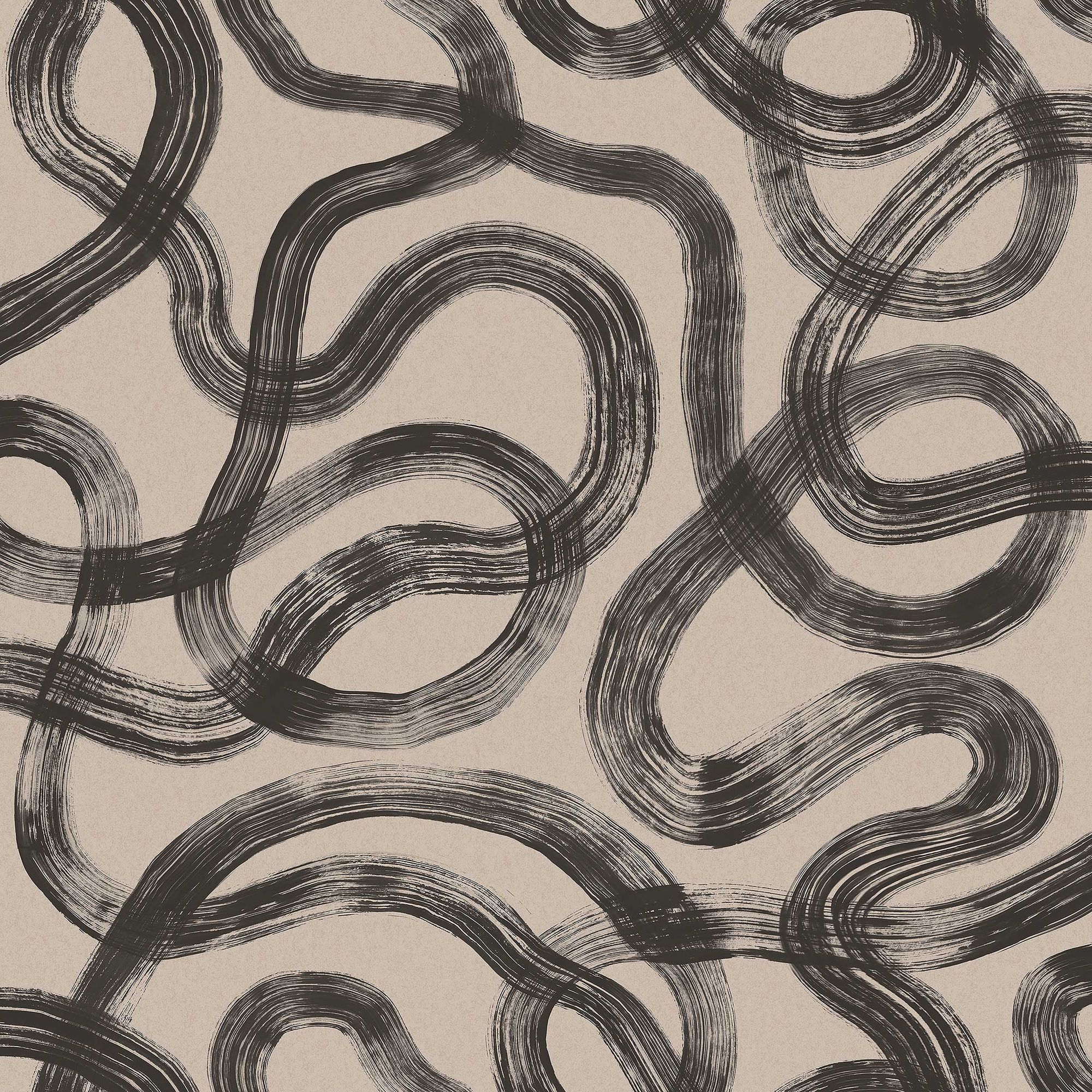 4735 Curve Dark Beige and Black Graphics Wallpaper by Boråstapeter