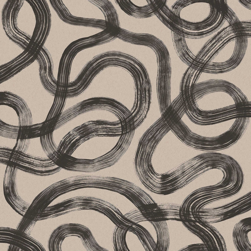 4735 Curve Dark Beige and Black Graphics Wallpaper by Boråstapeter