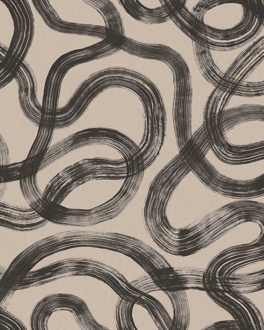 4735 Curve Dark Beige and Black Graphics Wallpaper by Boråstapeter