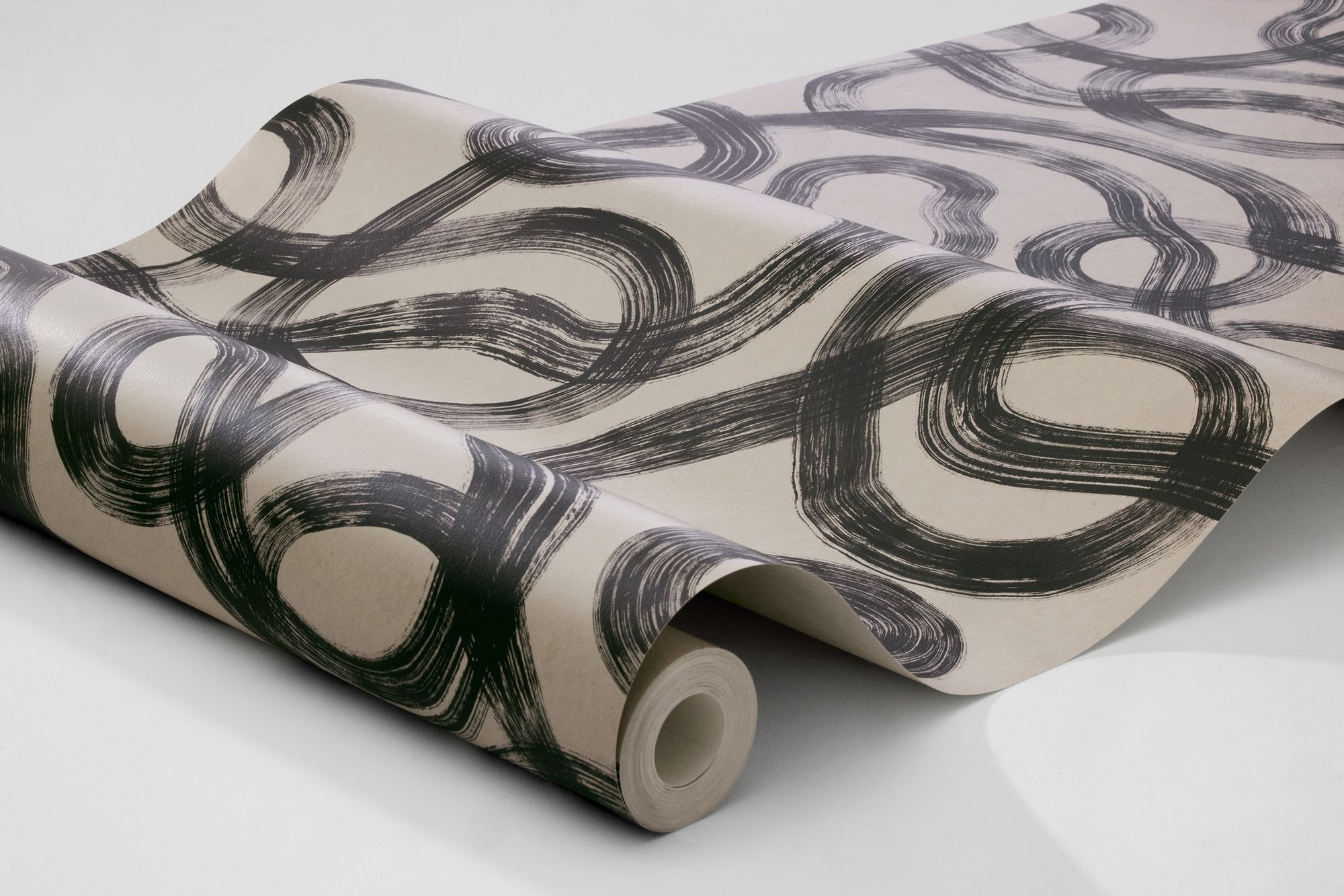4735 Curve Dark Beige and Black Graphics Wallpaper by Boråstapeter