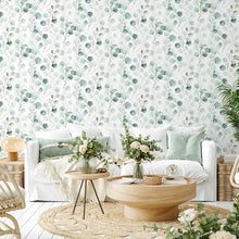 47420 Eucalyptus Flora White and Green Wallpaper By Galerie