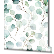 47420 Eucalyptus Flora White and Green Wallpaper By Galerie